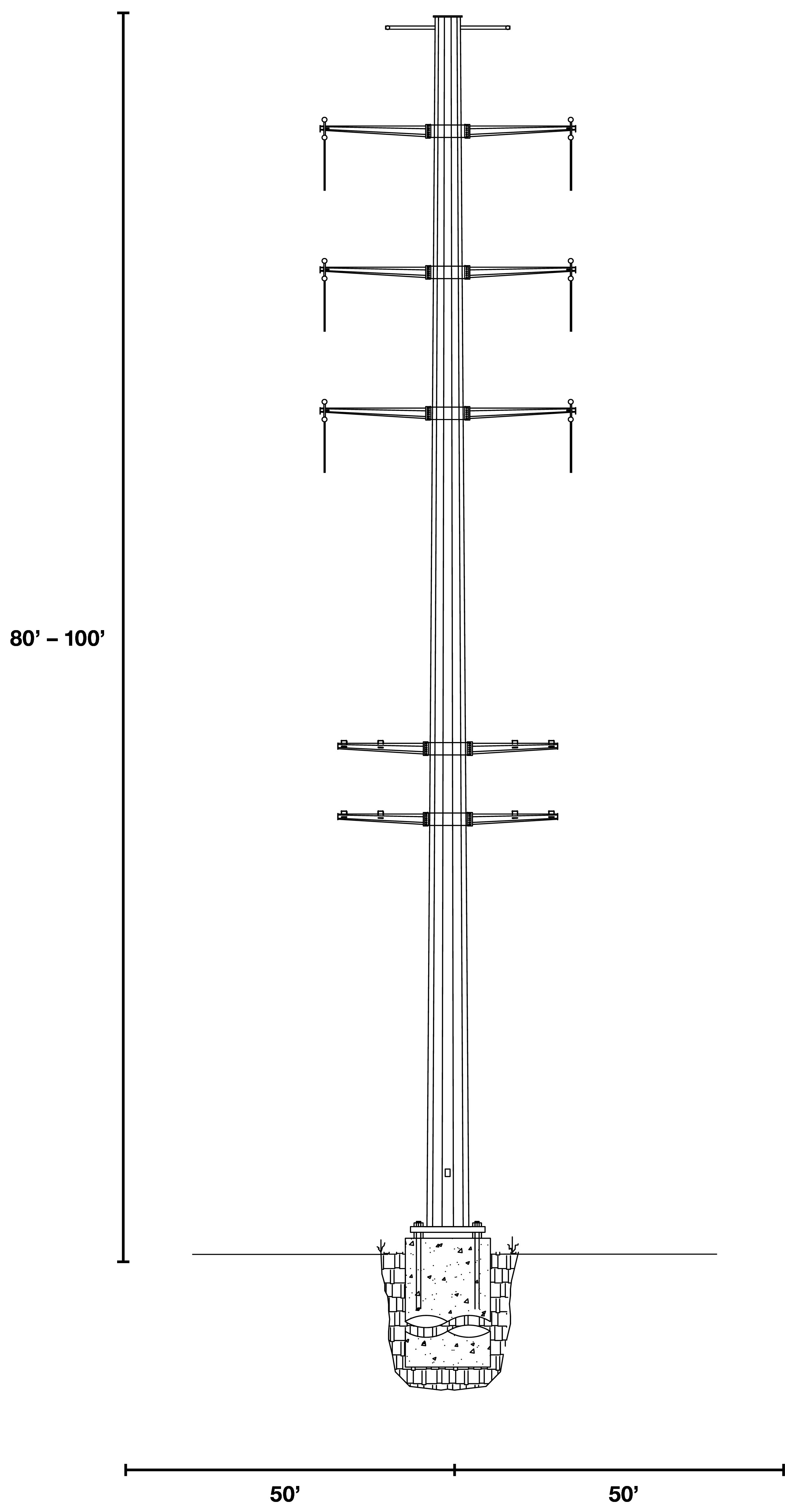 Double Circuit 115 kV Deadend Steel Monopole